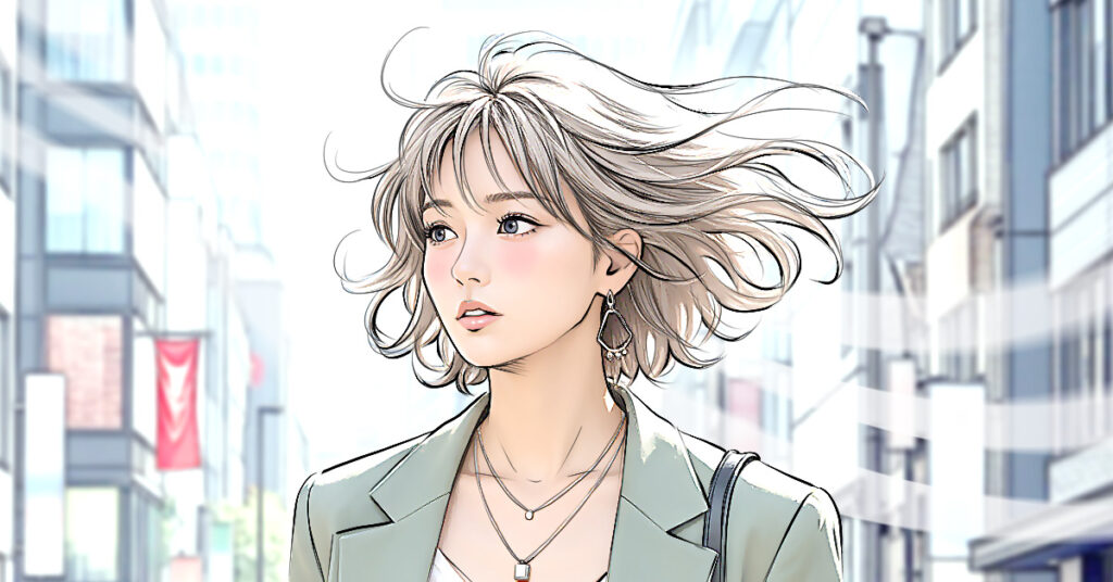 TVCM用女性人物カットのイラスト絵コンテサンプル