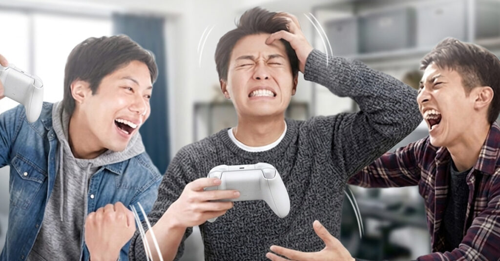 TVCM用ゲームをする若者のフォトリアル絵コンテサンプル
